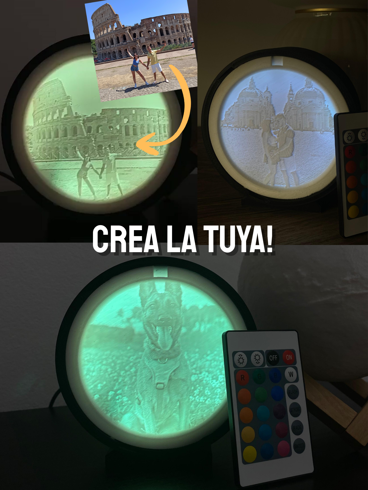 Lámpara personalizada con foto para regalar - litofania personalizada